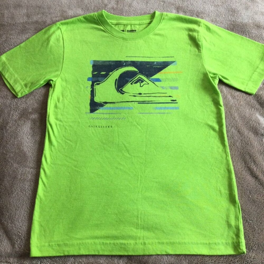 M EUC Quiksilver Green Logo Tee